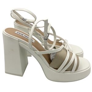 STEVE MADDEN affection strappy platform white sandals women’s Size 11M